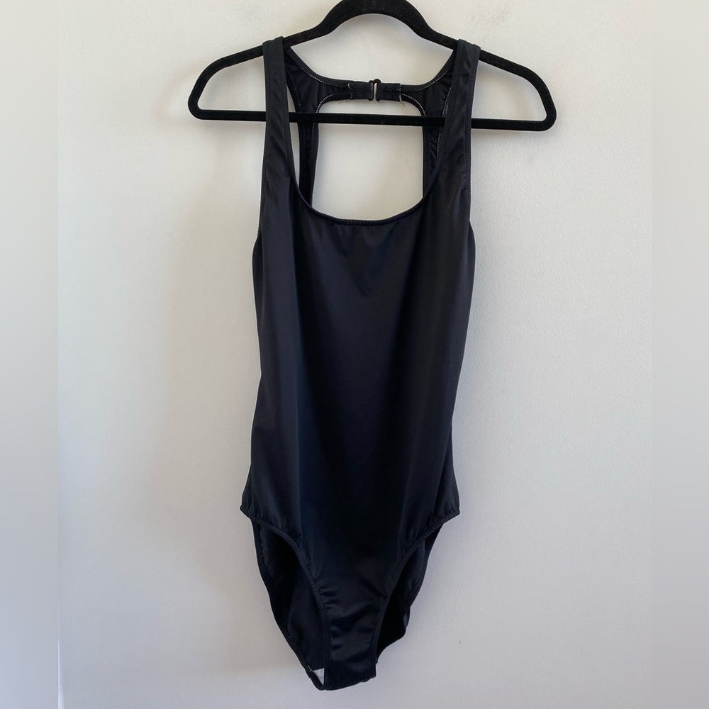 VENUS Black One Piece Open Back Swimsuit Size 14 Tall